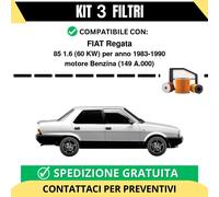 Kit 3 Filtri Tagliando per FIAT Regata 85 1.6 60 kw Benzina 1983-1990