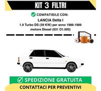 Kit 3 Filtri Tagliando per LANCIA Delta I 1.9 Turbo DS 59 kw Diesel 1986-1989