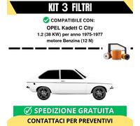 Kit 3 Filtri Tagliando per OPEL Kadett C City 1.2 38 kw Benzina 1975-1977