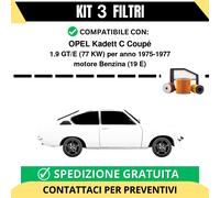 Kit 3 Filtri Tagliando per OPEL Kadett C Coupé 1.9 GT/E 77 kw Benzina 1975-1977