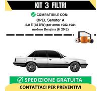 Kit 3 Filtri Tagliando per OPEL Senator A 2.0 E 85 kw Benzina 1983-1984