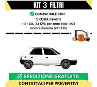 Kit 3 Filtri Tagliando per SKODA Favorit 1.3 135L 43 kw Benzina 1989-1994