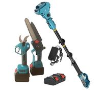 Kit 3 in 1 Motosega 8" + Forbice Cesoia Doppia Batteria 42V + Asta Telescopica