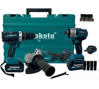 Kit 3 in 1 Trapano Avvitatore + Avvitatore a Impulsi + Smerigliatrice a Batteria