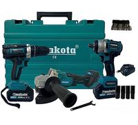 Kit 3 in 1 Trapano avvitatore con percussione + Flex Smerigliatrice Angolare + Svitabulloni Avvitatore ad impulsi due batterie incluse 68V con Motore Brushless e Valigetta