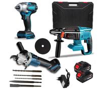 Kit 3 in 1 Trapano Tassellatore, Smerigliatrice, Avvitatore impulsi a batteria