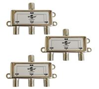 Kit 3 Pezzi Partitore Antenna TV SAT 3 Vie, Splitter Sdoppiatore Coassiale 5-2400 MHz per Digitale Terrestre e Satellite DVB-T2 DVB-S2, Corpo Pressofuso Schermato in Metallo per Spine F, Kit 3PZ