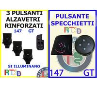 KIT 3 Pulsanti + 1 Specchietti pulsantiera alzavetri Alfa 147 GT pulsante tasto