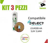 KIT 3 PZ. BATTERIA RICAMBIO ANTIFURTO SELECT FORMATO AA LI-ION 3,6V SAFT LS14500