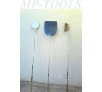 KIT 3 PZ PALE FORNO A LEGNA PALA QUADRATA PALA TONDA + SPAZZOLA OTTONE 16X5 cm