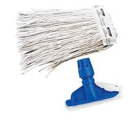 kit 3 pz ricambio mop cotone professionale a fascia gr. 350 + 1 pinza per mop