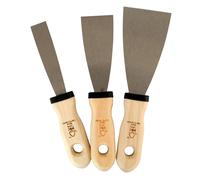 Kit 3 spatole stucco in acciaio con manico legno da 20 - 40 - 60 mm