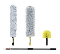 Kit 3 Spolverini per Pulizia della Casa con Asta Telescopica in Lega di Alluminio