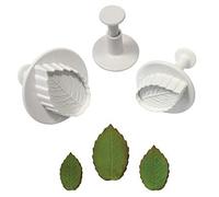 Kit 3 TAGLIAPASTA ad espulsione a forma di foglie di ROSA venate - formine stampi Taglia Biscotti per Creare Fantastici Dolci e decori Torte - Ideale per Decorazioni in Pasta di Zucchero