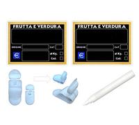 KIT 30 SEGNAPREZZI BIFACCIALI PLASTIFICATI FRUTTA E VERDURA 8,3X11,3 cm. +30 SUPPORTI +1 PENNARELLO BIANCO PER ALIMENTI