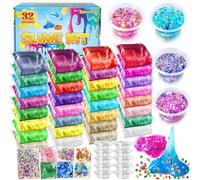 Kit 32 colori DIY Slime, Kit per la creazione di Slime per ragazze, Slime cristallino, Slime fosforescente con aggiunte di palline di schiuma, charms, glitter, giocattoli regalo per bambini