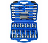 KIT 32 PZ INSERTI INSERTO TORX CHIAVI BUSSOLA 1/2 LUNGHE AUTO MECCANICO T20-T70