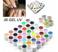 KIT 36 PURE GEL UV COLORATI LIDAN RICOSTRUZIONE UNGHIE NAIL ART VASETTI 7GR