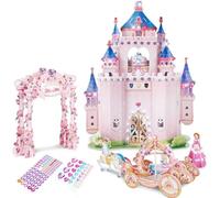 Kit 3D Castello Principesse Giardino Segreto, 92 Pezzi 3D con Adesivi Effetto Cristallo, Modello Castello da Costruire Dollhouse