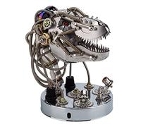 Kit 3D in metallo Steampunk con testa di dinosauro, puzzle meccanico fai da te con occhi LED e bocca aperta, ornamento di montaggio per adulti e ragazzi dai 15 anni in su