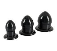 Kit 3pz fallo anale plug set mini medium maxi dildo anal sex toys nero black but