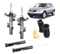 KIT 4 AMMORTIZZATORI COMPLETO + TAMPONI ANTERIORI PER NISSAN QASHQAI J10 +2