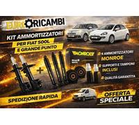 KIT 4 AMMORTIZZATORI MONROE ROADMATIC FIAT GRANDE PUNTO+ SUPPORTI + TAMPONI