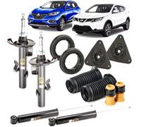 Kit 4 Ammortizzatori Supporti Cuscinetti e Tamponi Nissan Qashqai II J11 Kadjar