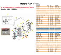 Kit 4 Anodi zinco Motore fuoribordo Yamaha Selva codice 6G8113250000