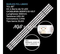 KIT 4 BARRE STRIP 12 LED TV TCL 4C-LB6512-ZM05J 65HR330M12A1-V0-65F8 GIC65LB105
