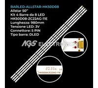 KIT 4 BARRE STRIP 8 LED TV ALLSTAR 303HK500040E HK50D08-ZC22AG-11E