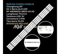 KIT 4 BARRE STRIP 8 LED TV CHANGHONG CH39L43 SVJ390A17 LB-C390X14-E3-A-G1
