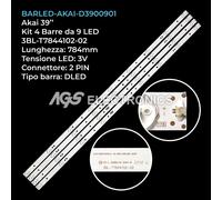 KIT 4 BARRE STRIP 9 LED TV AKAI SJ.HK.D3900901-2835BS-M