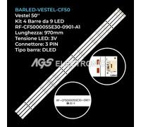KIT 4 BARRE STRIP 9 LED TV VESTEL RF-CF500005SE30-0901-A1