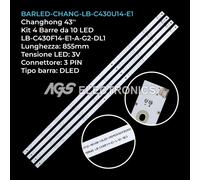 KIT 4 BARRE STRIP LED TV CHANGHONG C430U14E1A , HITACHI LE43A509A , LU43V809