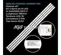 KIT 4 BARRE STRIP LED TV HISENSE 2014CHI396-3228-10-REV1.0, LED40EC191C