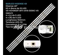 KIT 4 BARRE STRIP LED TV HISENSE HD490DU-EU31 H49M3000 LED49K300U
