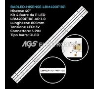 KIT 4 BARRE STRIP LED TV HISENSE LBM400P1101-AR-1-0, 4C-LB4006-YH1, LTDN40D36EU