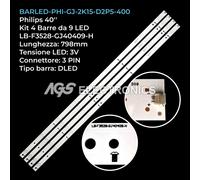 KIT 4 BARRE STRIP LED TV PHILIPS GJ-2K15-D2P5-400-D409 40PFH4100 TPT400LA