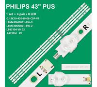 KIT 4 BARRE STRIP LED TV PHILIPS LBM430M0801-BW-3, 43PUS616212 , 43PUS650312