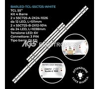 KIT 4 BARRE STRIP LED TV TCL 55C725-A-2X24-1026 55C725-B-2X12-1014
