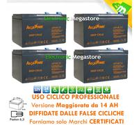 KIT 4 BATTERIA RICARICABILE CICLICA PROFESSIONALE PIOMBO 12V 48V 14Ah 6-DZM-14