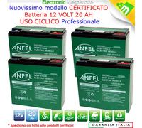 KIT 4 BATTERIE 12V 20AH RICARICABILI CICLICHE 48V 20AH MOTORINI BICI ELETTRICHE
