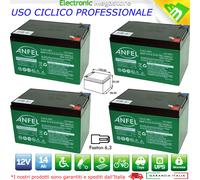 KIT 4 BATTERIE ERMETICA RICARICABILE PIOMBO 12V 14Ah VEICOLI ELETTRICI CICLICA