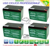 KIT 4 BATTERIE RICARICABILE PIOMBO 12V VOLT 14 AH VITE BICI ELETTRICHE 6DZM14