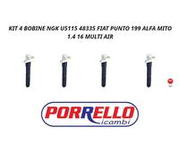 KIT 4 BOBINE ACCENSIONE ALFA MITO FIAT PUNTO (199) 1.4 16V U5115 NGK 48335