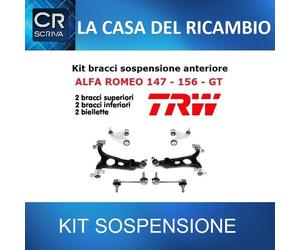 KIT 4 BRACCI SOSPENSIONE ANTERIORI SUP E INF + 2 BIELLETTE TRW ALFA 147 156 GT