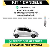 KIT 4 CANDELE per CHEVROLET Spark 1.2 64 kw anno 2012-2024