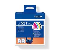 Kit 4 Cartucce Originali Brother LC521 LC-521 LC521VAL BK 500 Pagine CMY 500 Pag