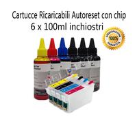 KIT 4 Cartucce Ricaricabili autoreset per Epson Stylus SX440W SX438W SX125 BL